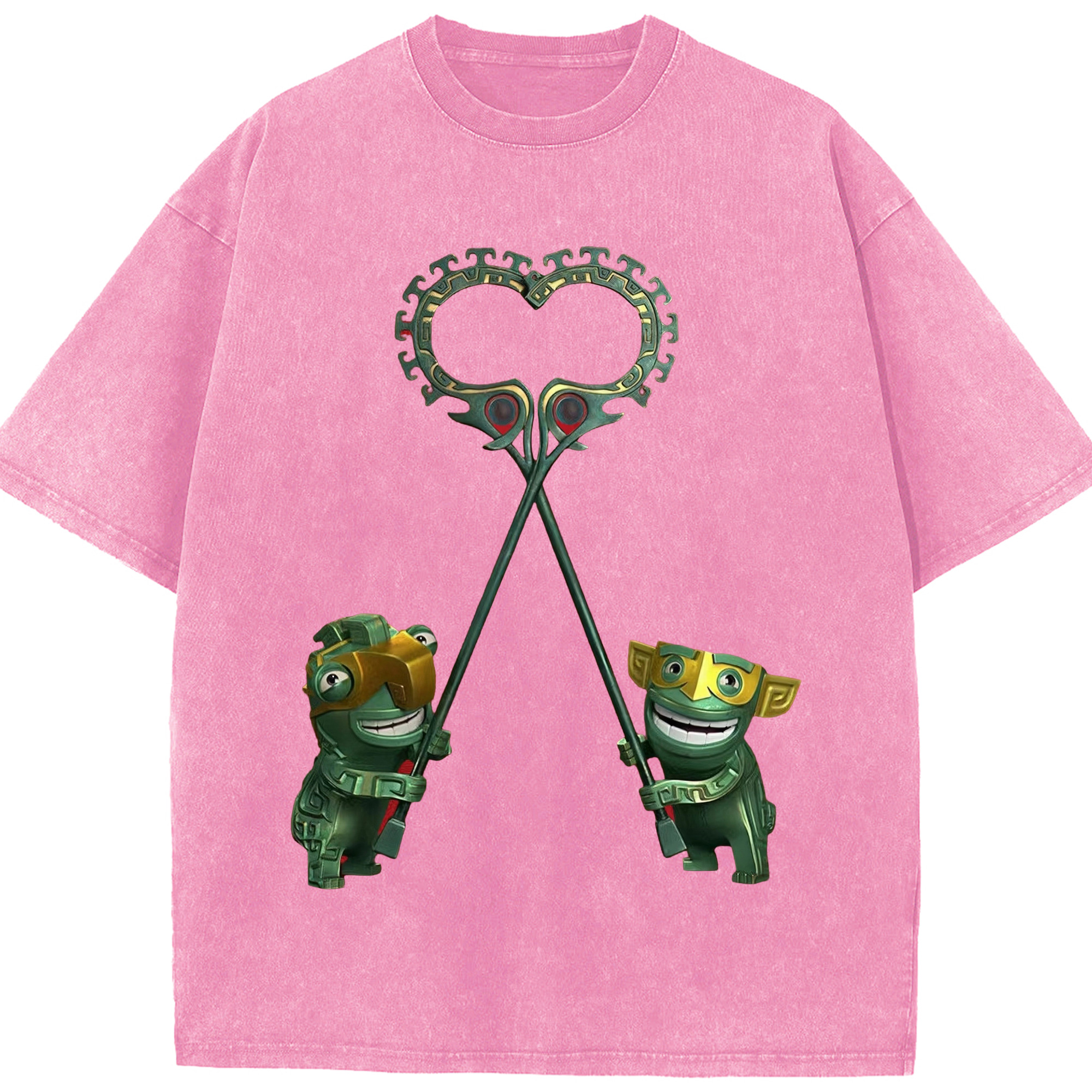 （画像用） Ne Zha 2 ナタ 魔童の大暴れ 綿100% ヴィンテージ風 半袖Tシャツ（フロントプリント）